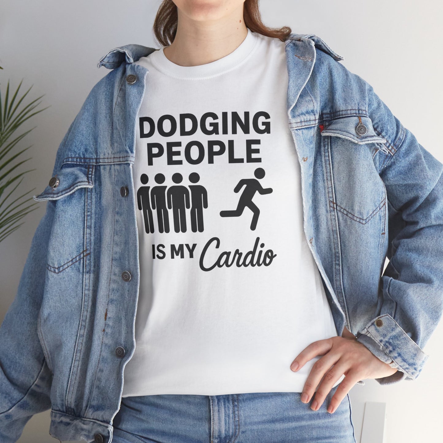 Dodging People Humor Tee, Funny Exercise Shirt, Gift for Fitness Lovers, Gym T-Shirt, Unisex Cotton Top, Casual Wear