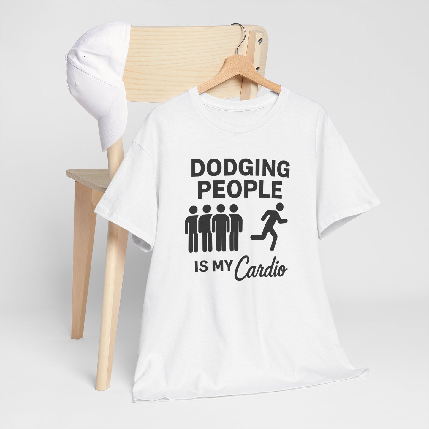 Dodging People Humor Tee, Funny Exercise Shirt, Gift for Fitness Lovers, Gym T-Shirt, Unisex Cotton Top, Casual Wear