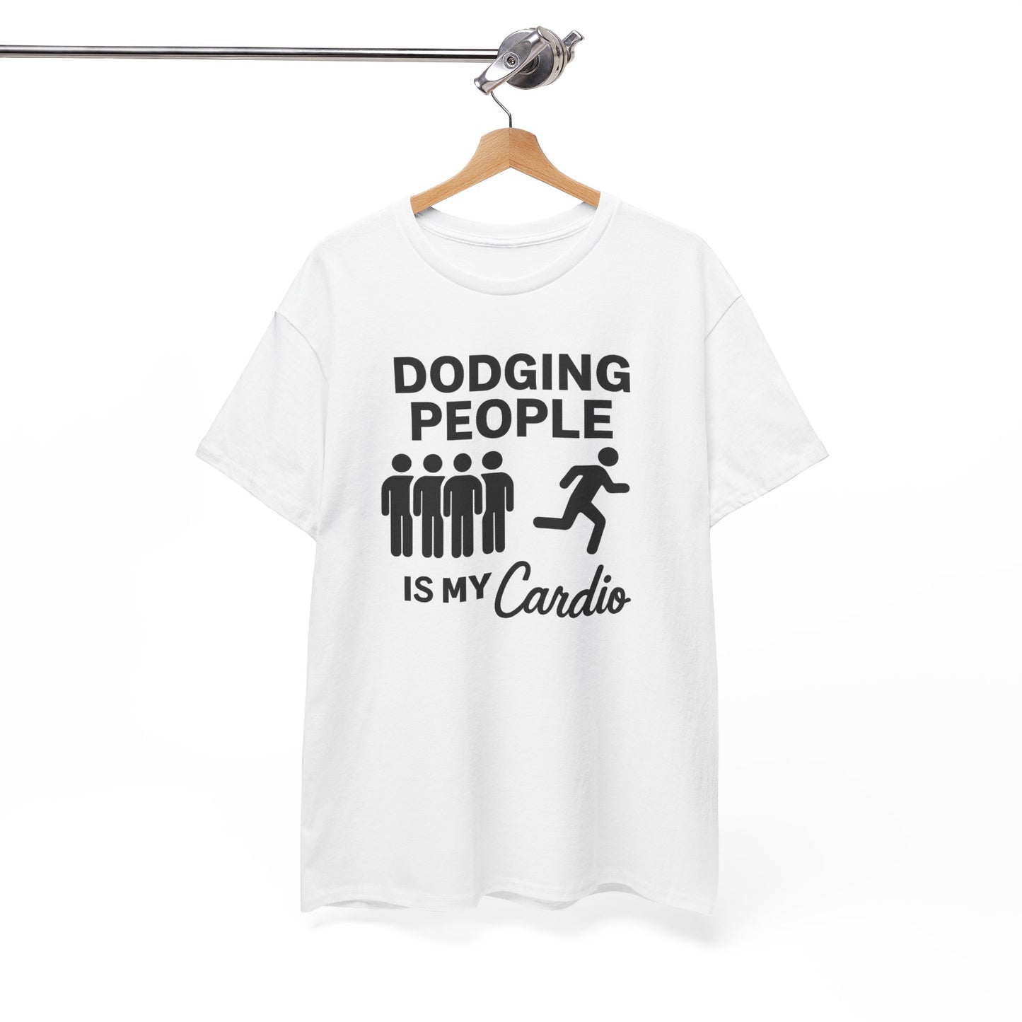 Dodging People Humor Tee, Funny Exercise Shirt, Gift for Fitness Lovers, Gym T-Shirt, Unisex Cotton Top, Casual Wear